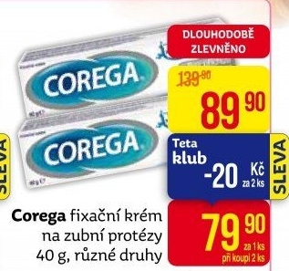 Fixační krém na zubní protézu Corega
