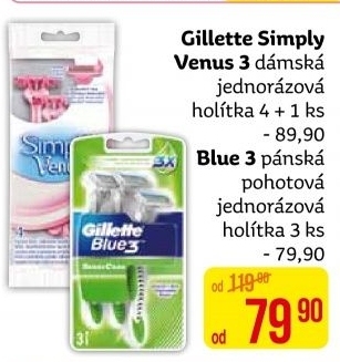 Jednorázová holítka dámská Simply Gillette Venus 3