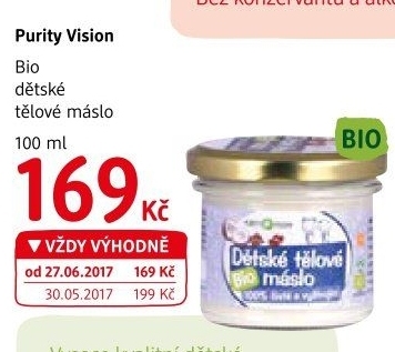 Dětské tělové máslo bio Purity Vision