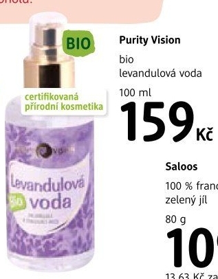 Levandulová voda bio Purity Vision