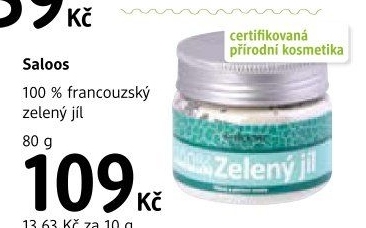 Jíl 100% zelený na masky Saloos