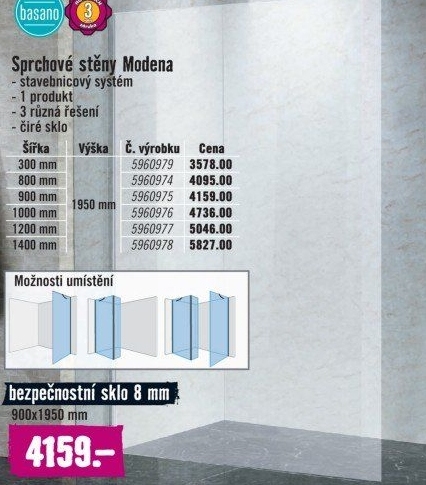 Sprchová zástěna Basano