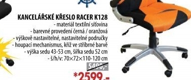 Kancelářské křeslo RACER ORANGE