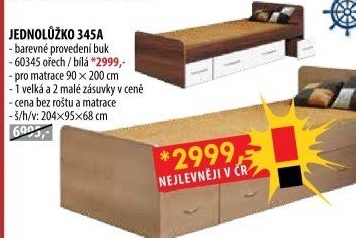 Jednolůžko s úložným prostorem 90x200