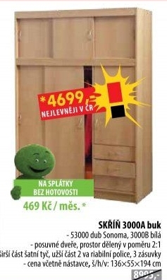 Skříň s posuvnými dveřmi 3000