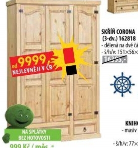 Skříň 3dveřová CORONA vosk 162818