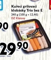 Kuřecí grilovací klobása Trio bez éček DZ Klatovy