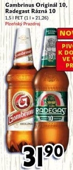 Pivo světlé výčepní Originál 10° Gambrinus