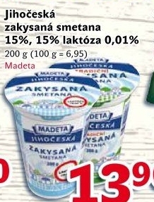 Smetana zakysaná Jihočeská Madeta 15%