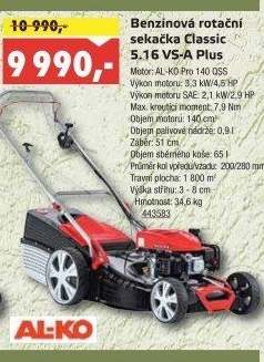 Benzínová rotační sekačka AL-KO Classic 5.16VS-A Plus