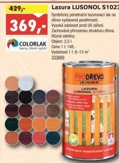 Lazura na dřevo Lusonol Colorlak