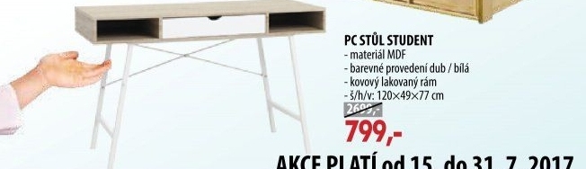 PC stůl STUDENT dub/bílá