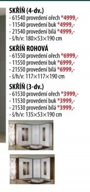 Skříň ESO 4dveřová 61540 ořech/bílá