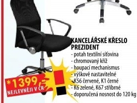Kancelářské křeslo PREZIDENT černá K1
