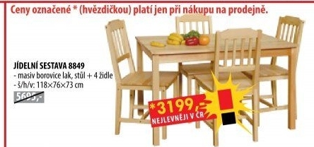 Stůl + 4 židle 8849 lak