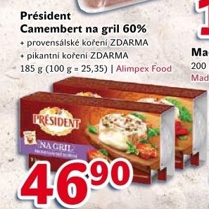 Sýr Camembert na gril + koření Président