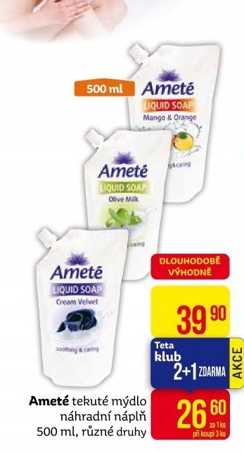 Tekuté mýdlo Ameté- náhradní náplň