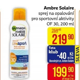 Mléko na opalování ve spreji OF 30 Ambre Solaire Garnier