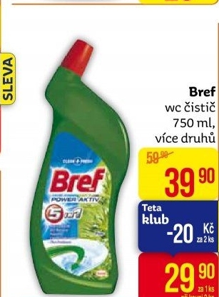 Čistič WC gelový Power Gel Bref