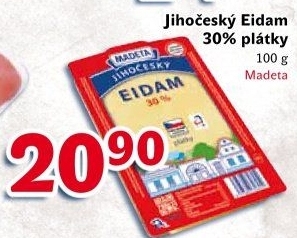 Sýr Eidam Jihočeský 30% Madeta
