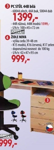 Psací stůl 44 bílá