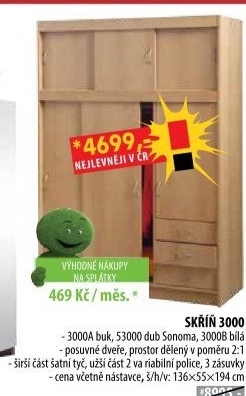 Skříň s posuvnými dveřmi 3000
