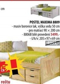 Jednolůžko se zásuvkami MAXIMA 8809