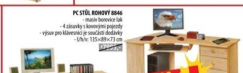 PC stůl rohový 8846 lakovaný