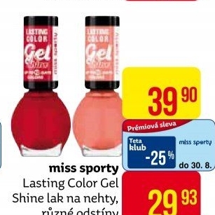 Lak na nehty Lasting Colour Gel Shine Miss Sporty