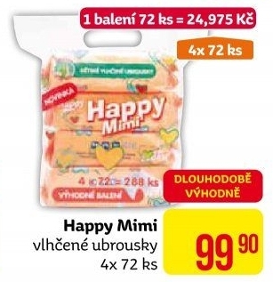 Vlhčené ubrousky dětské Happy Mimi