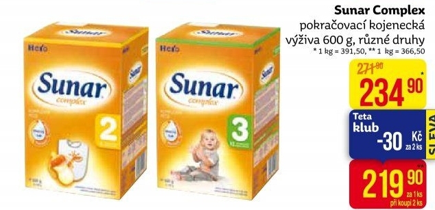 Kojenecké mléko Sunar Complex