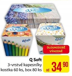 Papírové kapesníčky 3vrstvé Q Soft - box