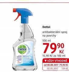 Čistič povrchů antibakteriální ve spreji Dettol