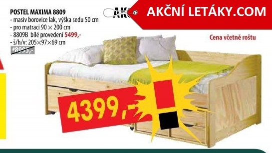 Jednolůžko se zásuvkami MAXIMA 8809 bílý lak