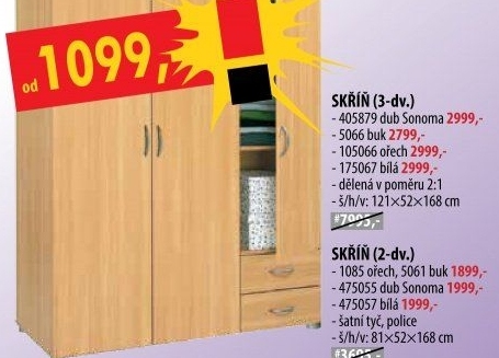 Skříň 3dveřová 405879 dub sonoma