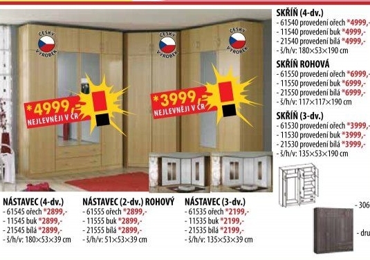 Nástavec 4 dveřový 61545 ořech/bílá
