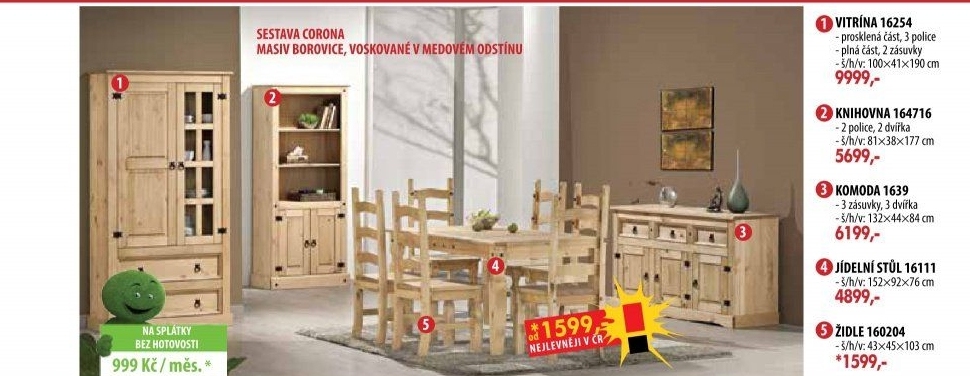 Vitrína CORONA vosk 16254