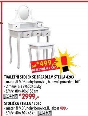 Toaletní stolek se zrcadlem STELLA 4203