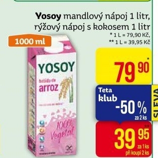 Rýžový nápoj bio Yosoy