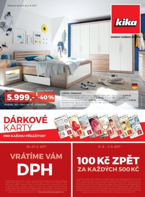 akční leták Kika nábytek 21.8.2017-3.9.2017