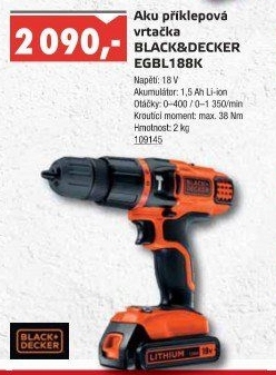 Příklepová aku vrtačka EGBL188K Black&amp