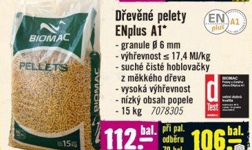 Pelety na topení Biomac