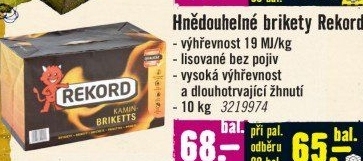 Brikety uhelné Rekord