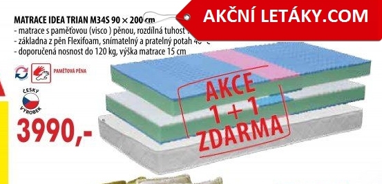 Matrace s potahem IDEA TRIAN 90x200x15 - Akce 1+1 ZDARMA