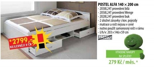 Multifunkční dvoulůžko ALFA 140x200 wenge