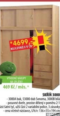 Skříň s posuvnými dveřmi 3000