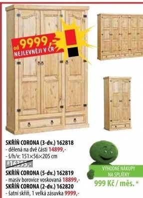 Skříň 3dveřová CORONA vosk 162818