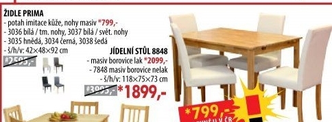 Židle PRIMA bílá/hnědá 3036