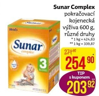 Kojenecké mléko Sunar Complex
