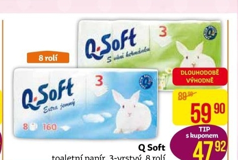 Toaletní papír 3vrstvý Q Soft